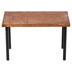 Petite Etched Copper Sheet Side Table - France 1970's