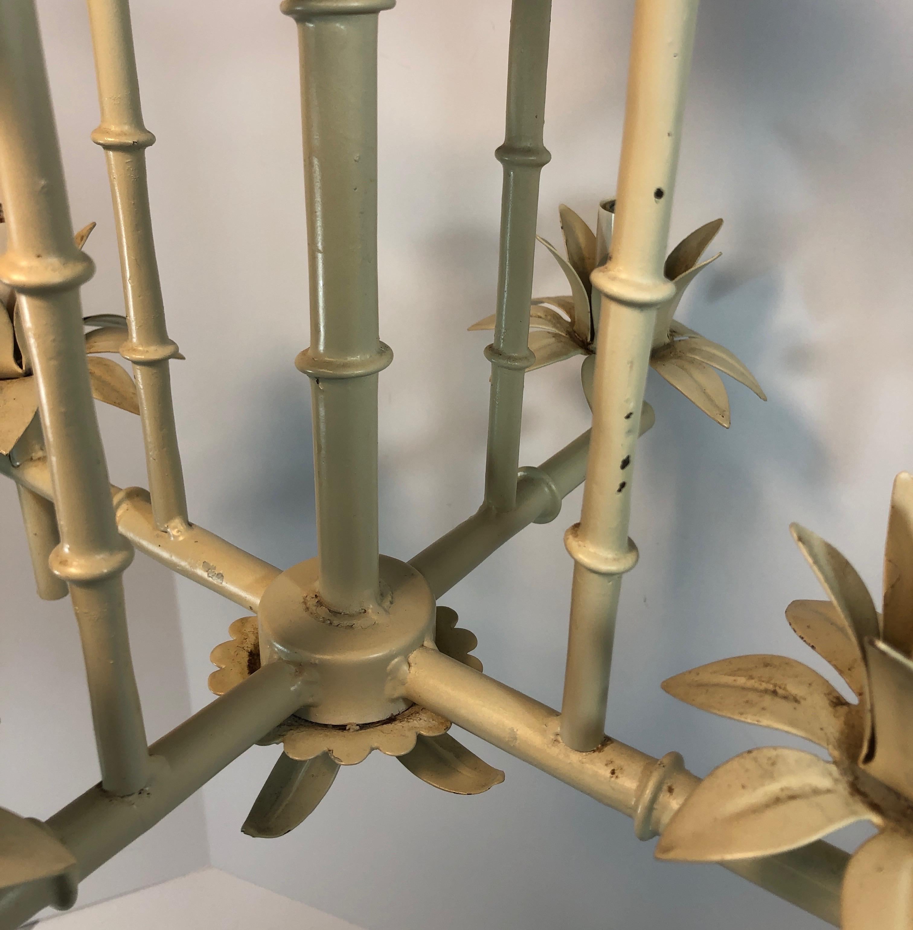 Painted Petite Faux Bamboo Chandelier