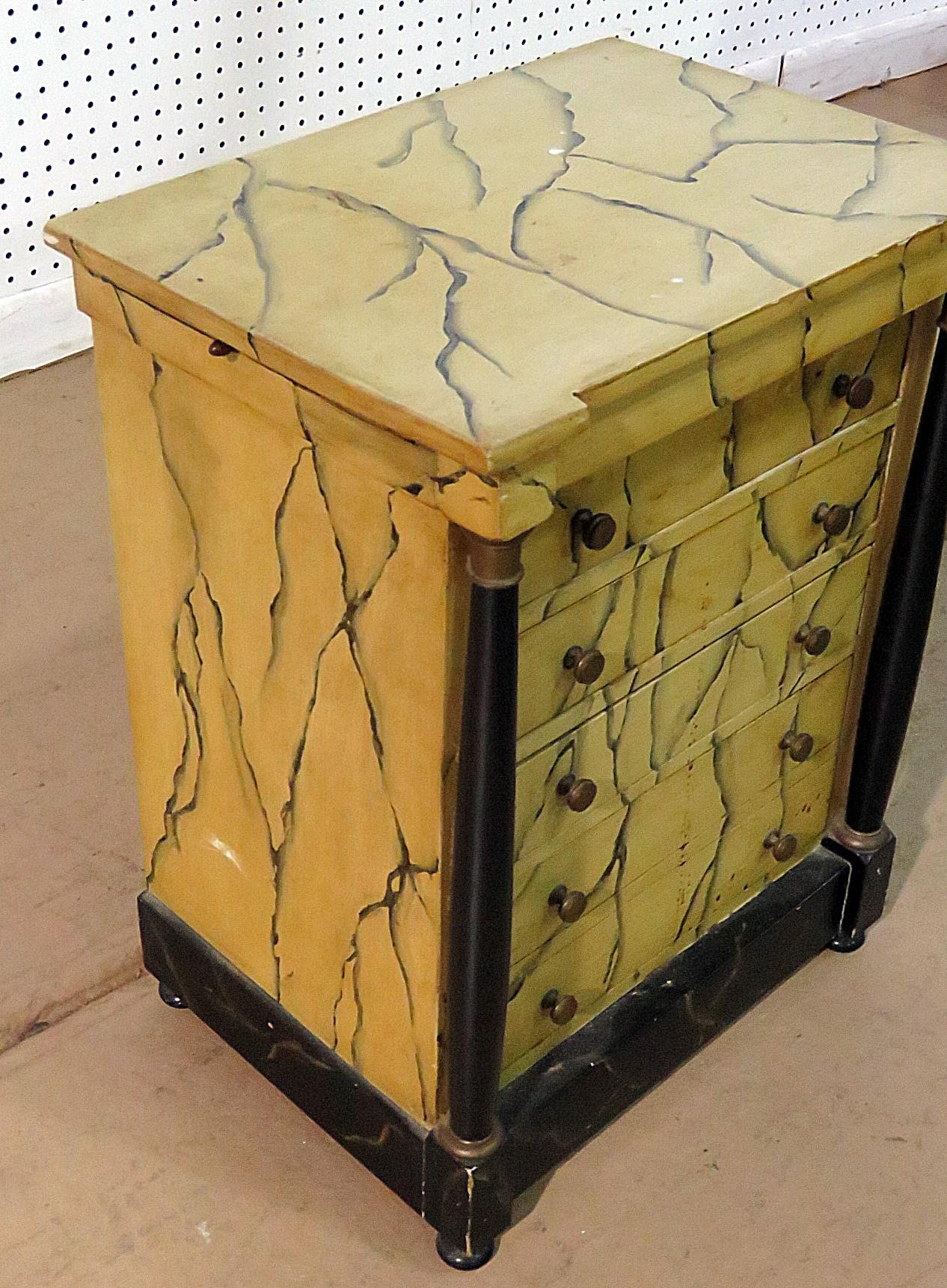 Petite Faux Marble Chest of Drawers In Good Condition In Swedesboro, NJ
