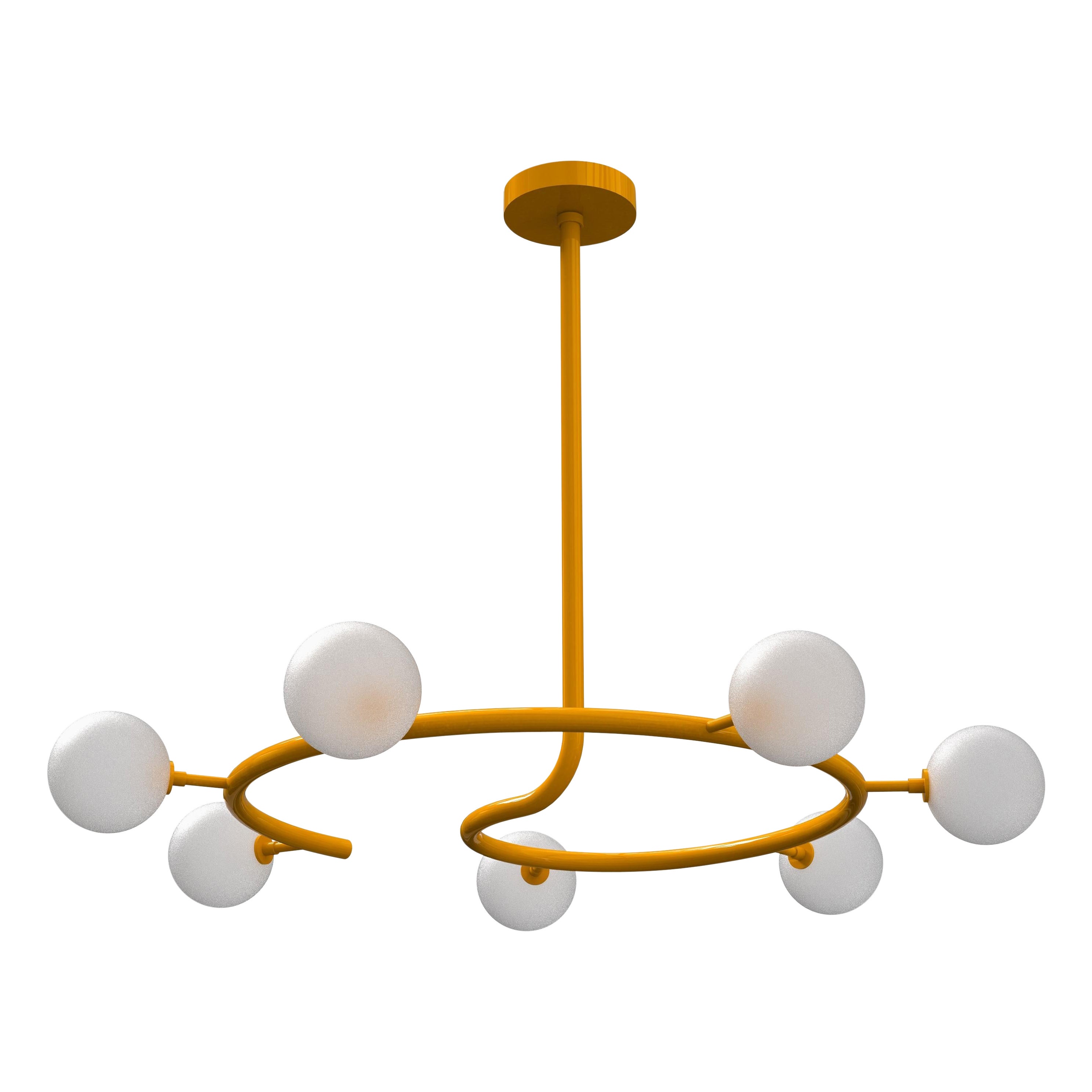 Kleiner Fibonacci 7 Kugel-Kronleuchter aus Messing, Emaille und mundgeblasenem Glas