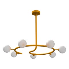 Kleiner Fibonacci 7 Kugel-Kronleuchter aus Messing, Emaille und mundgeblasenem Glas