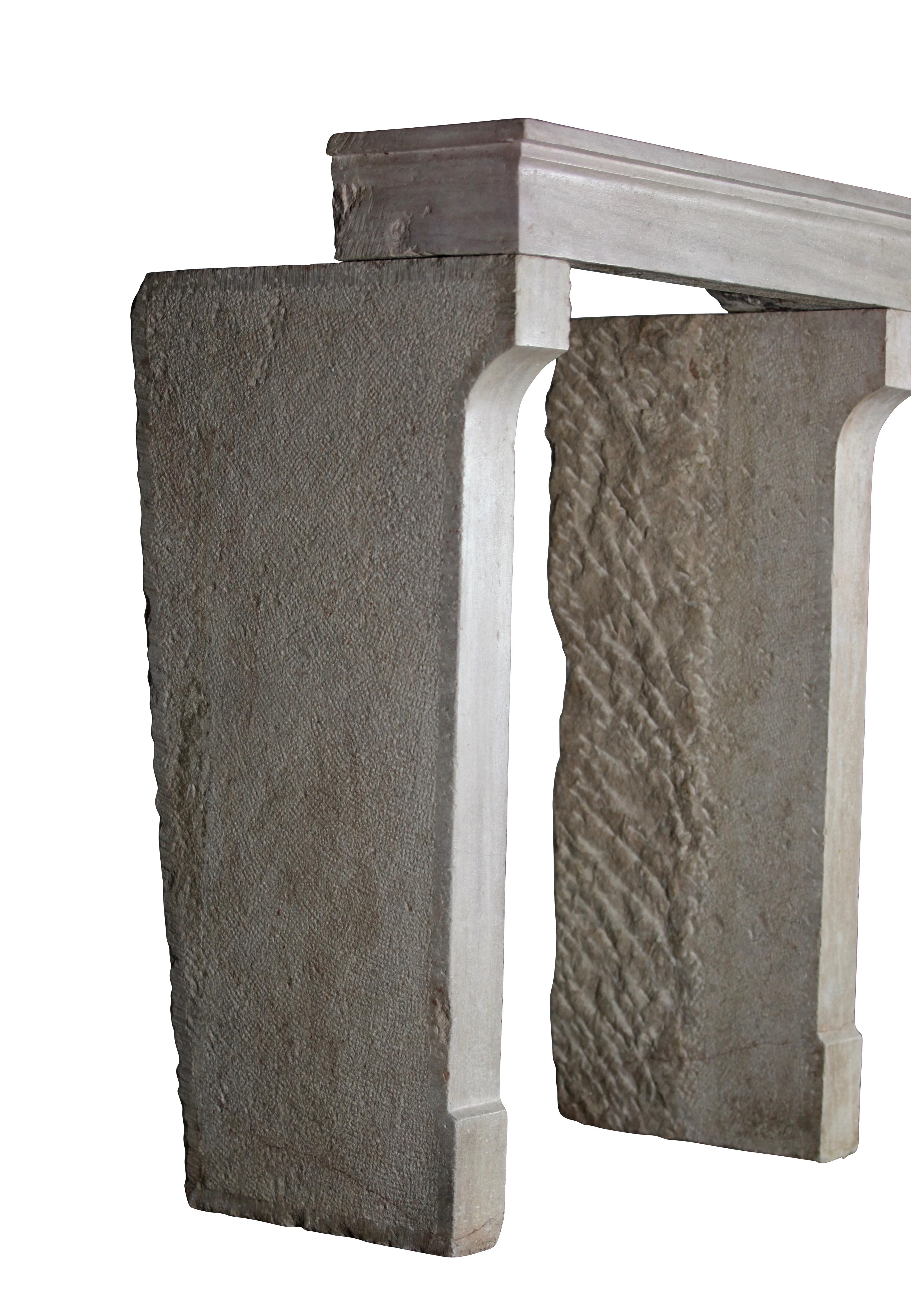 Petite Fine French Country Style Limestone Fireplace Surround For Sale 4