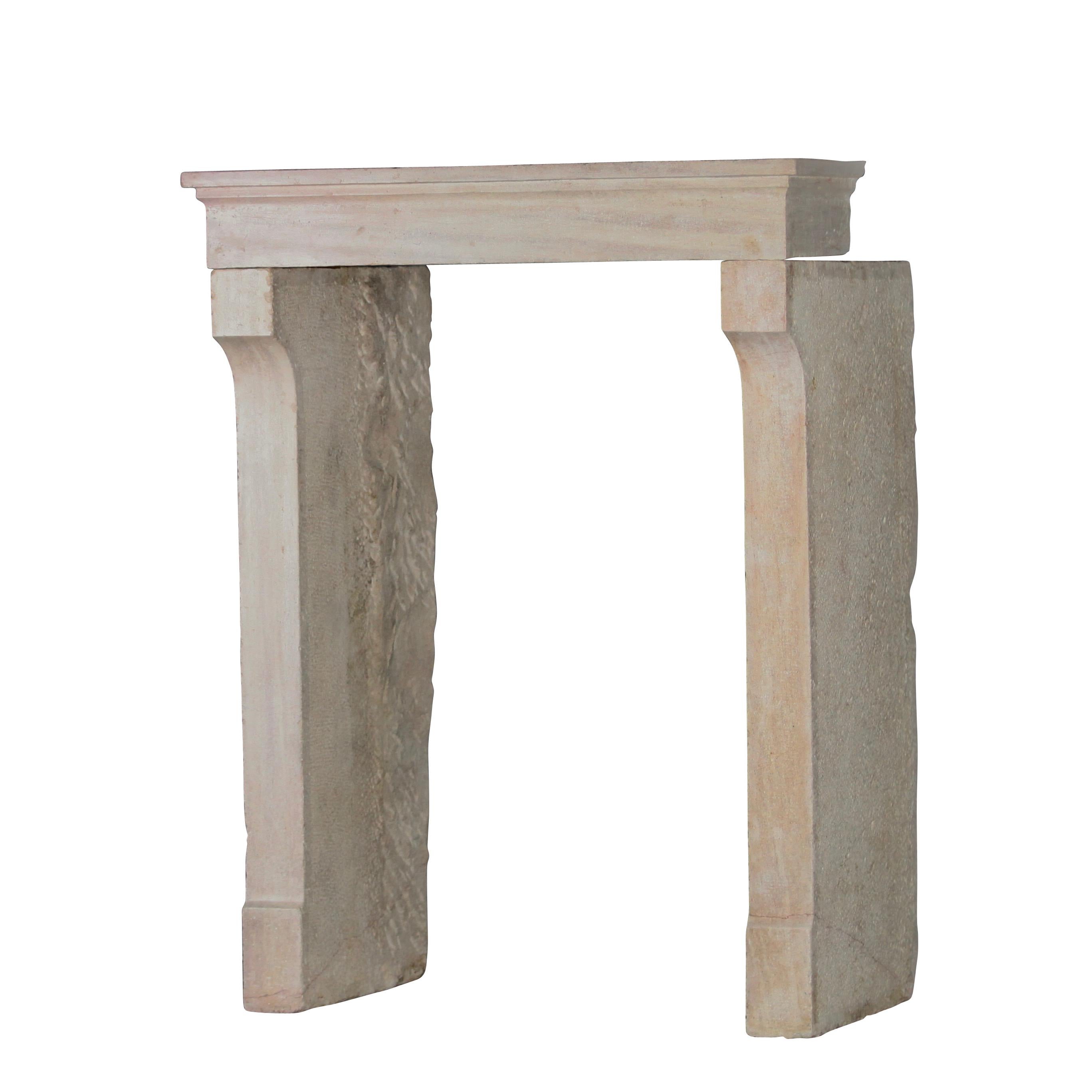 A unusual small original antique French country hard limestone LXIII style fireplace surround. Perfect for a small space.
Measures:
100 cm EW 39.37