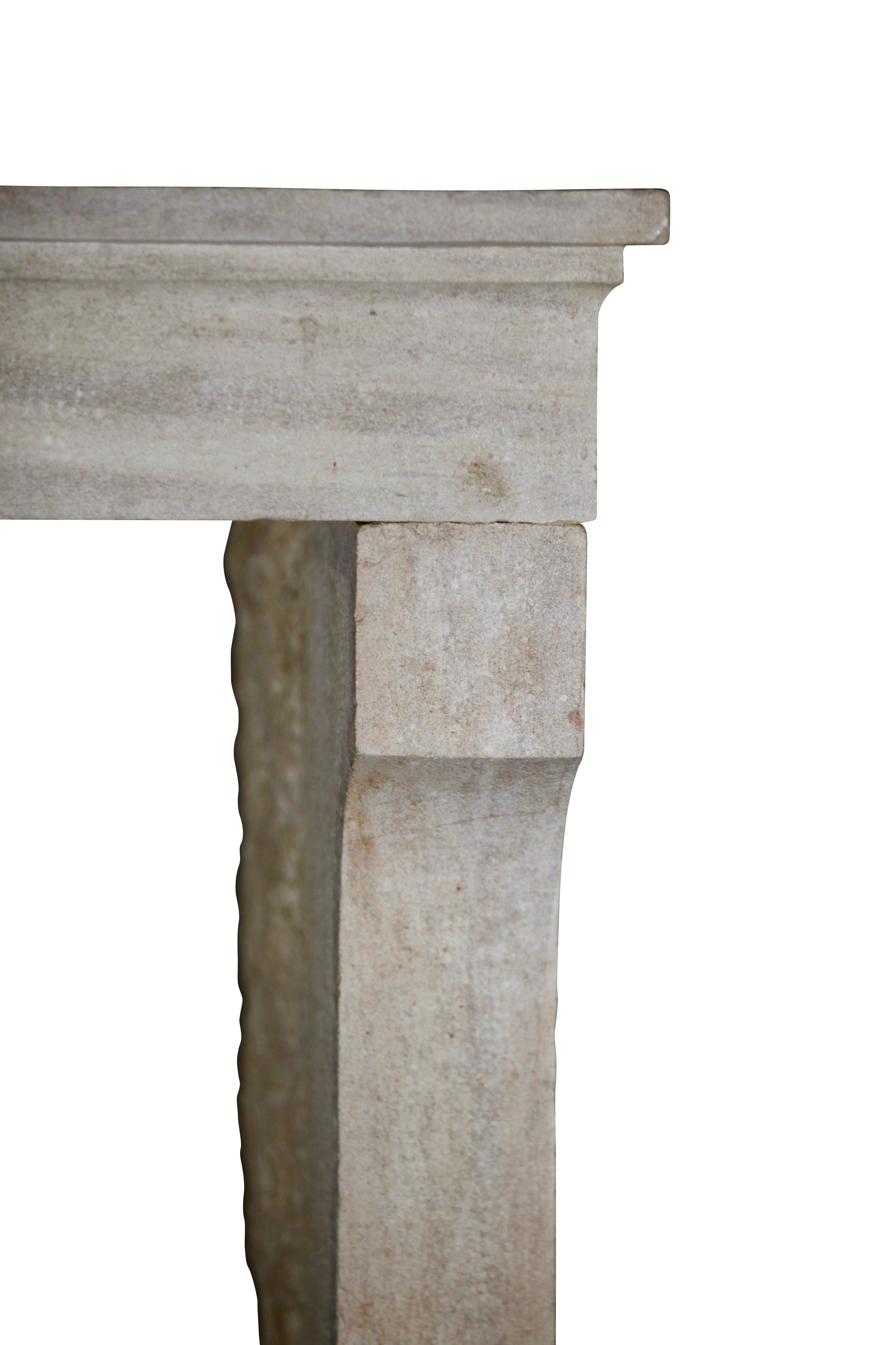 Petite Fine French Country Style Limestone Fireplace Surround For Sale 1