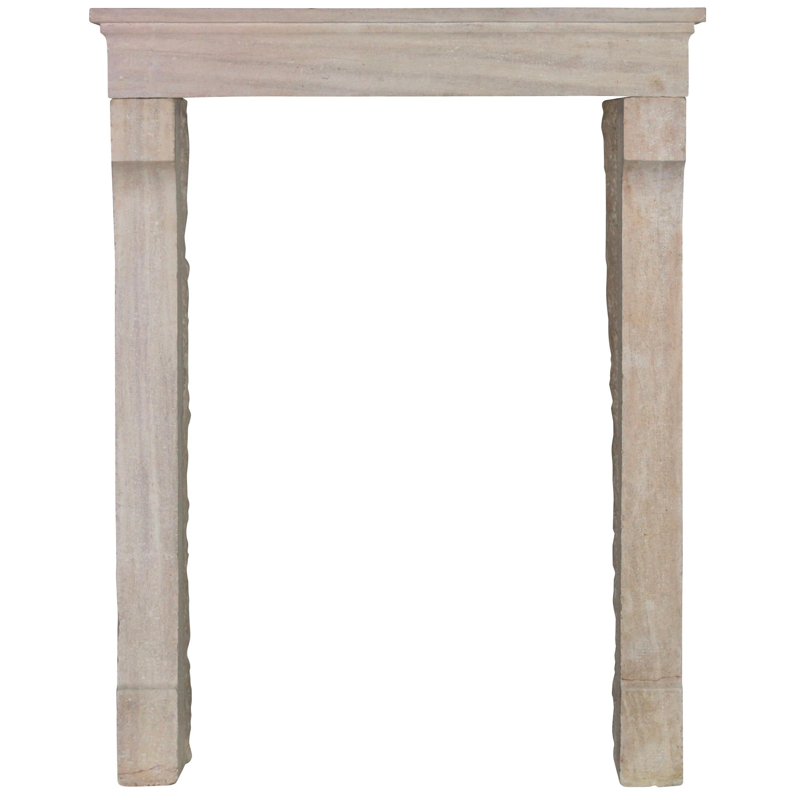 Petite Fine French Country Style Limestone Fireplace Surround For Sale