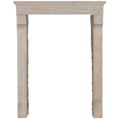 Antique Petite Fine French Country Style Limestone Fireplace Surround