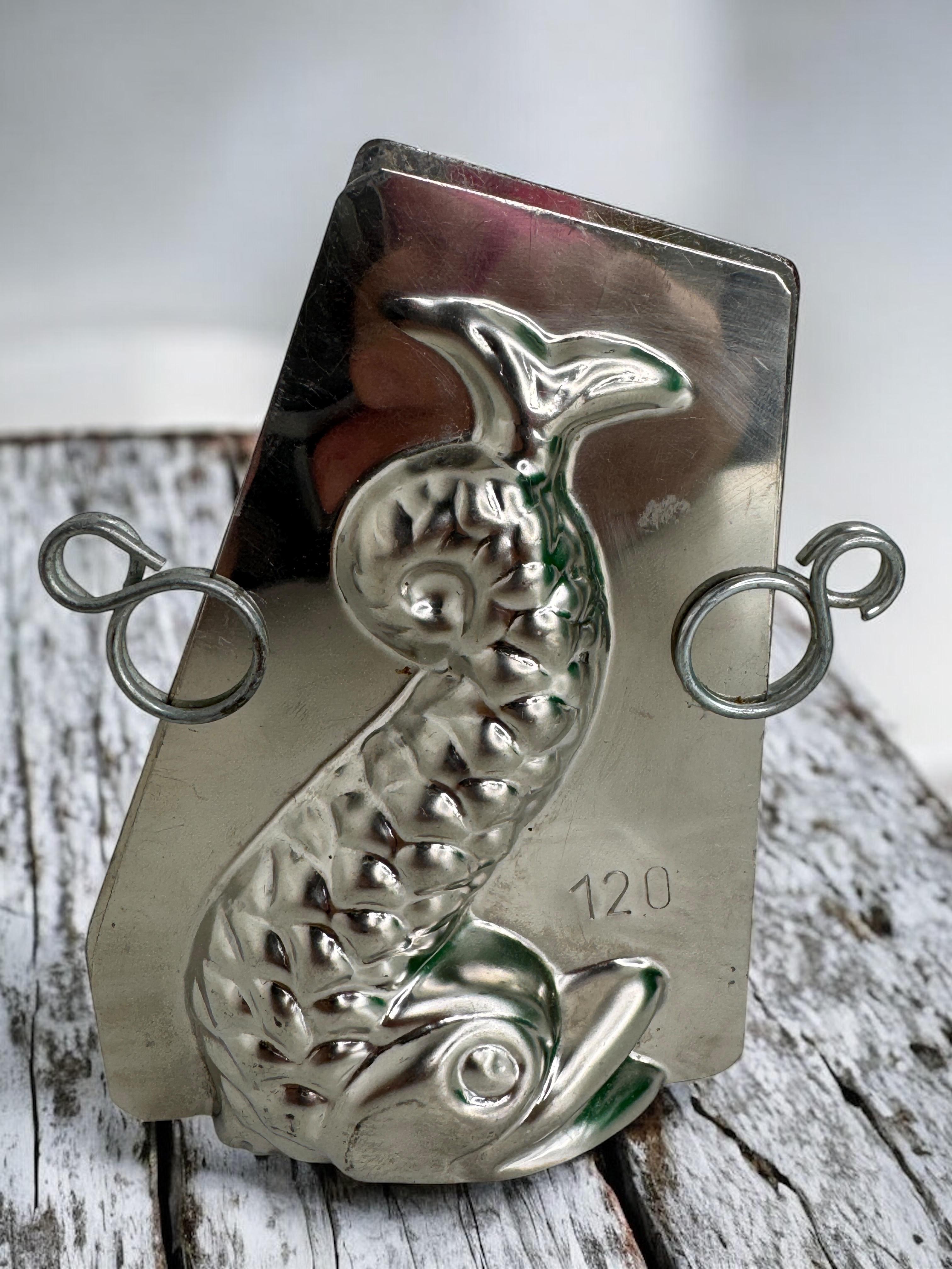 Metal Petite Fish Dolphin Chocolate Mold vintage1950, France For Sale