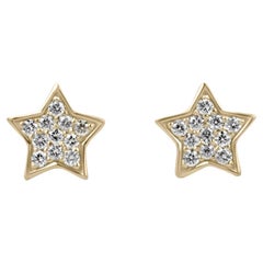Orecchini Petite Flat Star Pavé Set Diamond Mini Stud Orecchini in oro giallo 14K