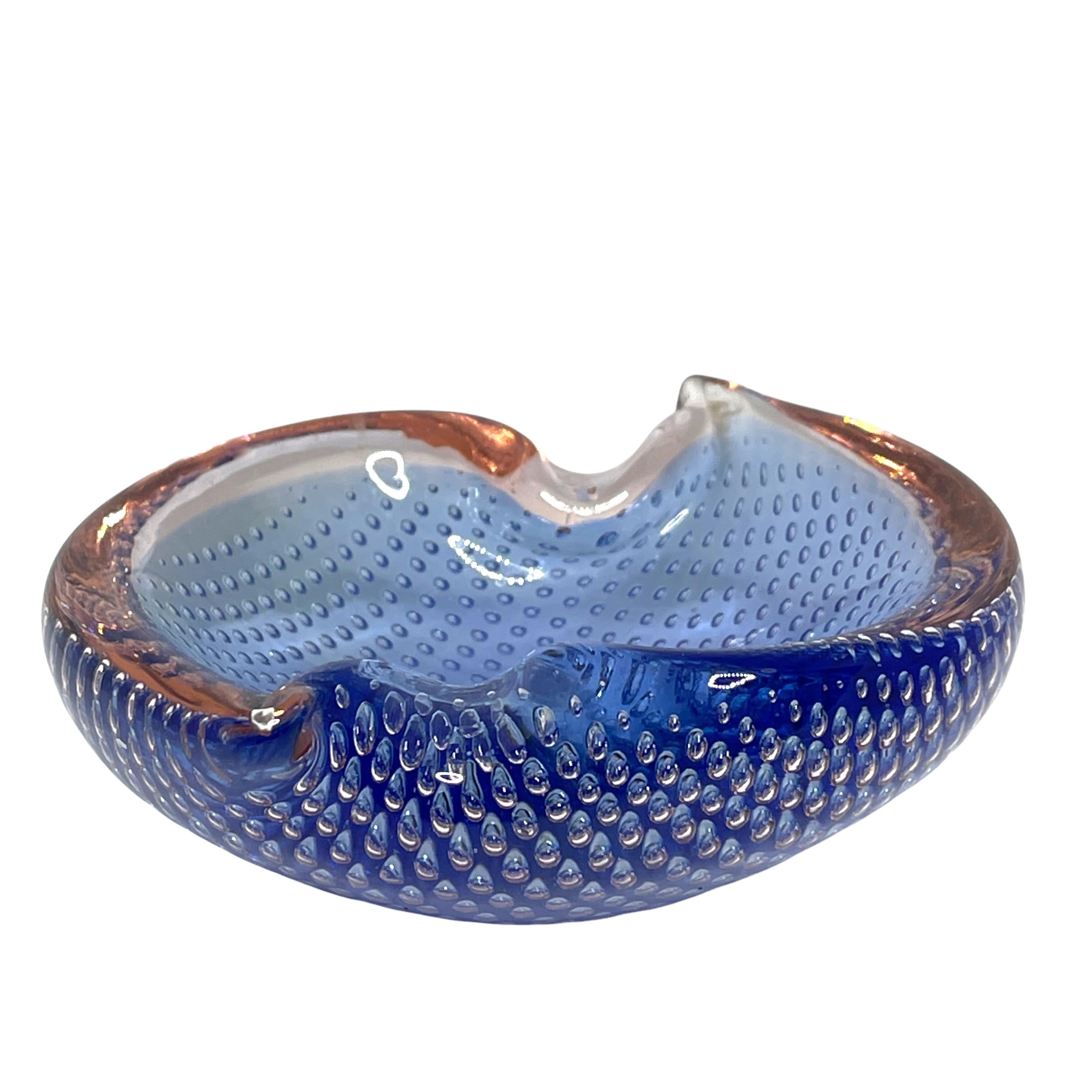 Petite Flavio Poli Murano Glass Ashtray Blue, Pink, Clear, Vintage, Italy, 1970s In Good Condition For Sale In Nuernberg, DE