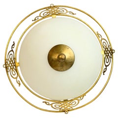 Petite Florentine Style Murano Glass Flush Mount Ceiling Light, Italy, 1980s