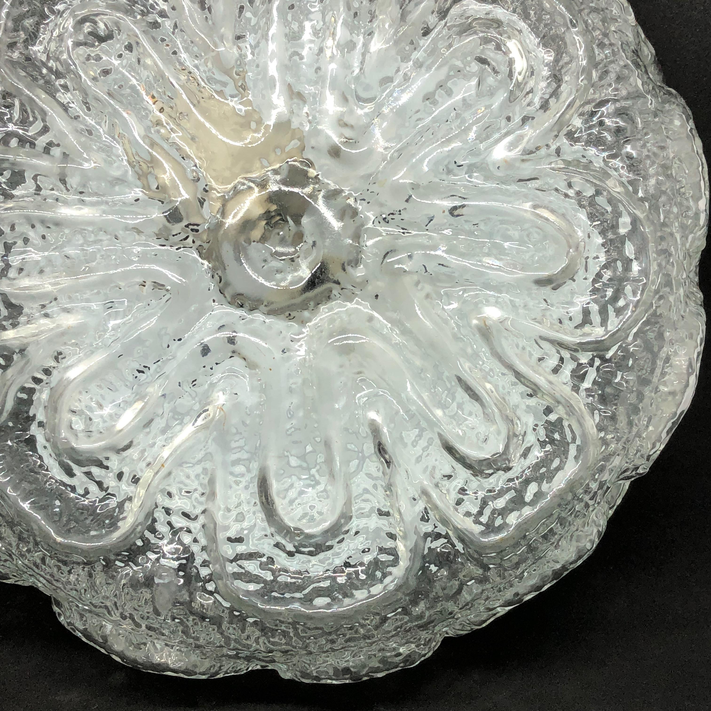 German Petite Flower Pattern Flush Mount Ceiling Light, Massive Leuchten, 1970s