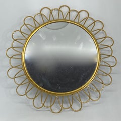 Petite Flower Power Starburst Sunburst Brass Mirror, circa 1960s