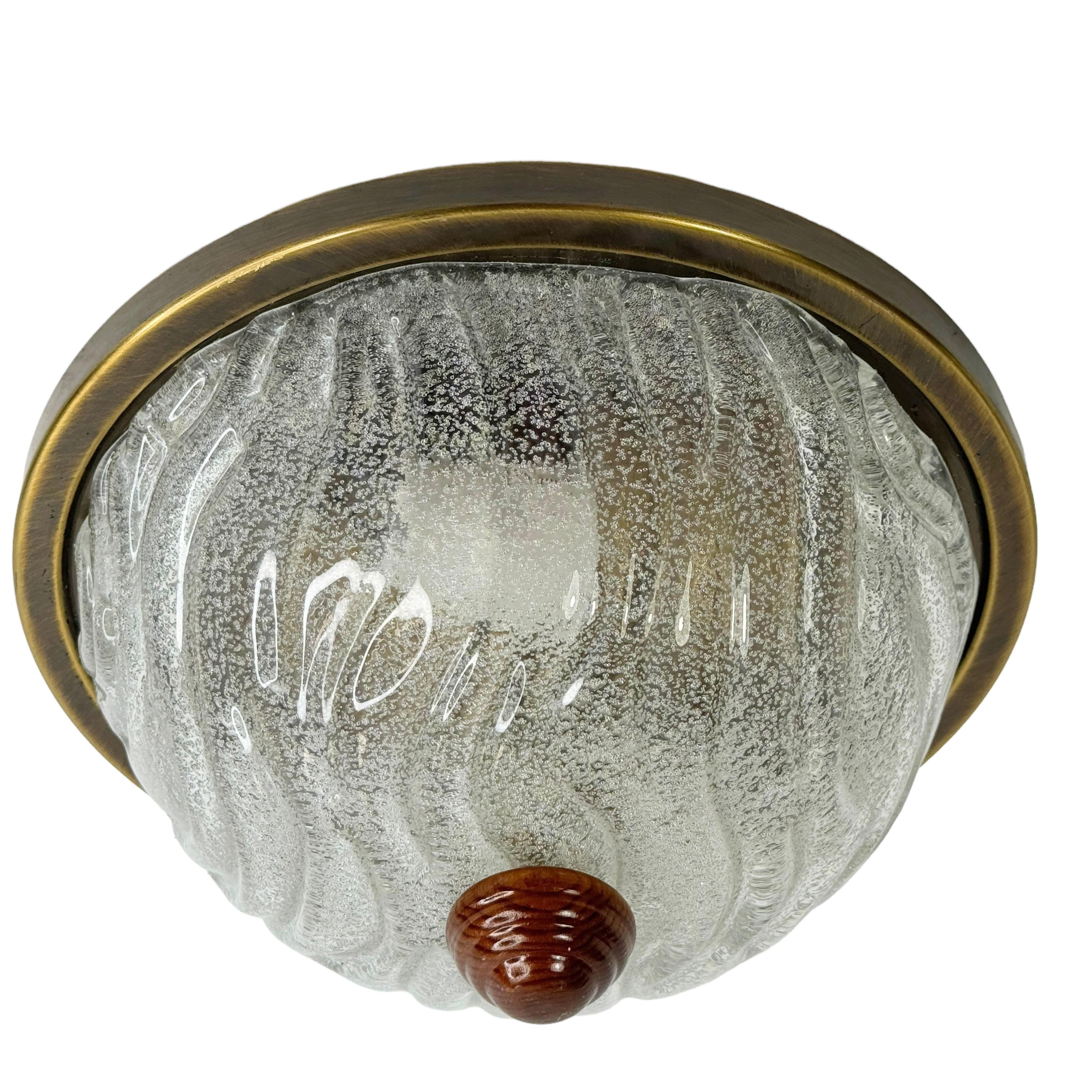 Bruni Petite suspension encastrée en verre de vague et métal bruni brossé de Fischer Leuchten en vente