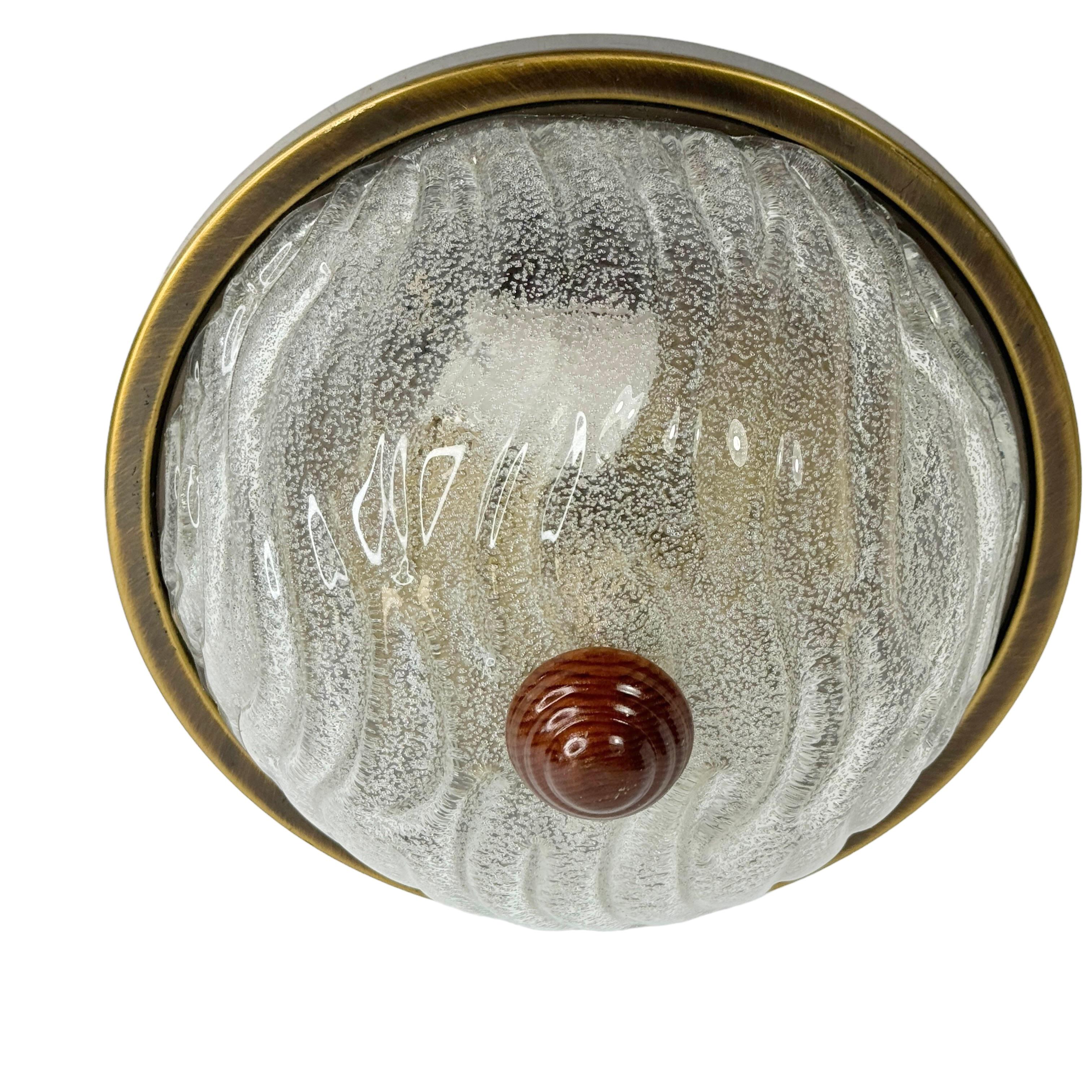 Petite suspension encastrée en verre de vague et métal bruni brossé de Fischer Leuchten Bon état - En vente à Nuernberg, DE