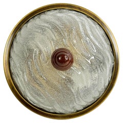 Petite Flush Mount Wave Glass and Brushed Burnished Metal, by Fischer Leuchten