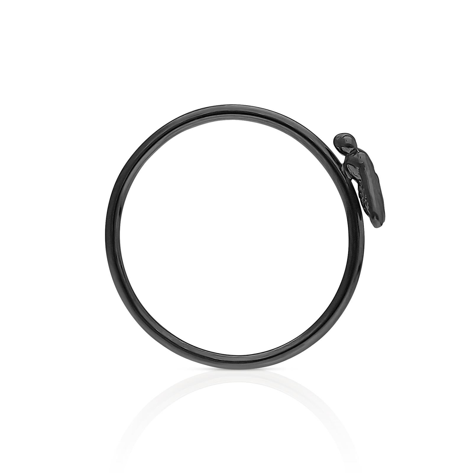 Contemporary mini FLY Essential Ring in 18K Black Gold - ECH JEWELRY For Sale