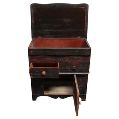 Petite Folk Art Hand-Painted Commode with Hinged Top
