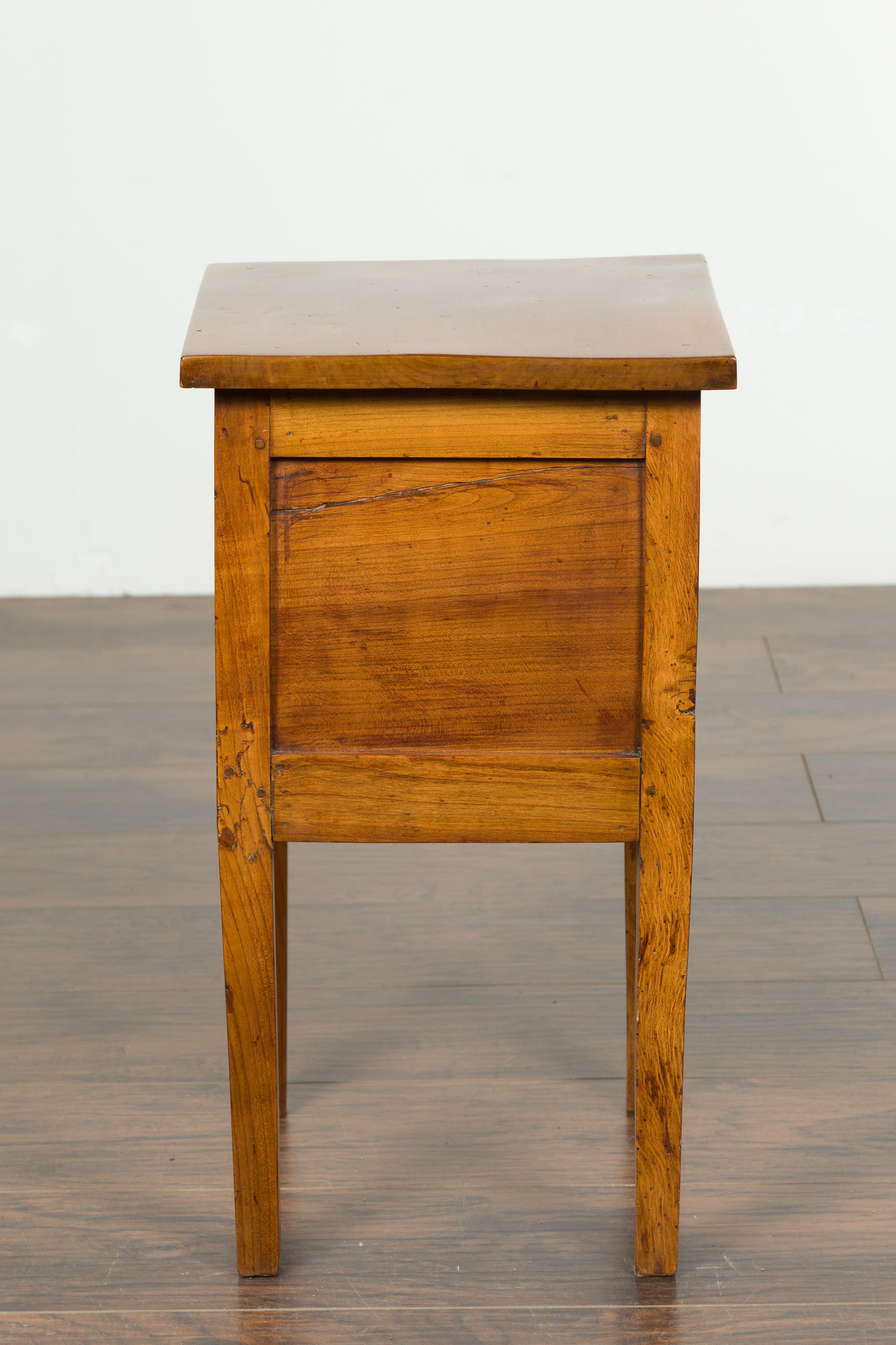 Petite French 1870s Walnut Side Table with Tambour Door and Tapering Legs For Sale 6