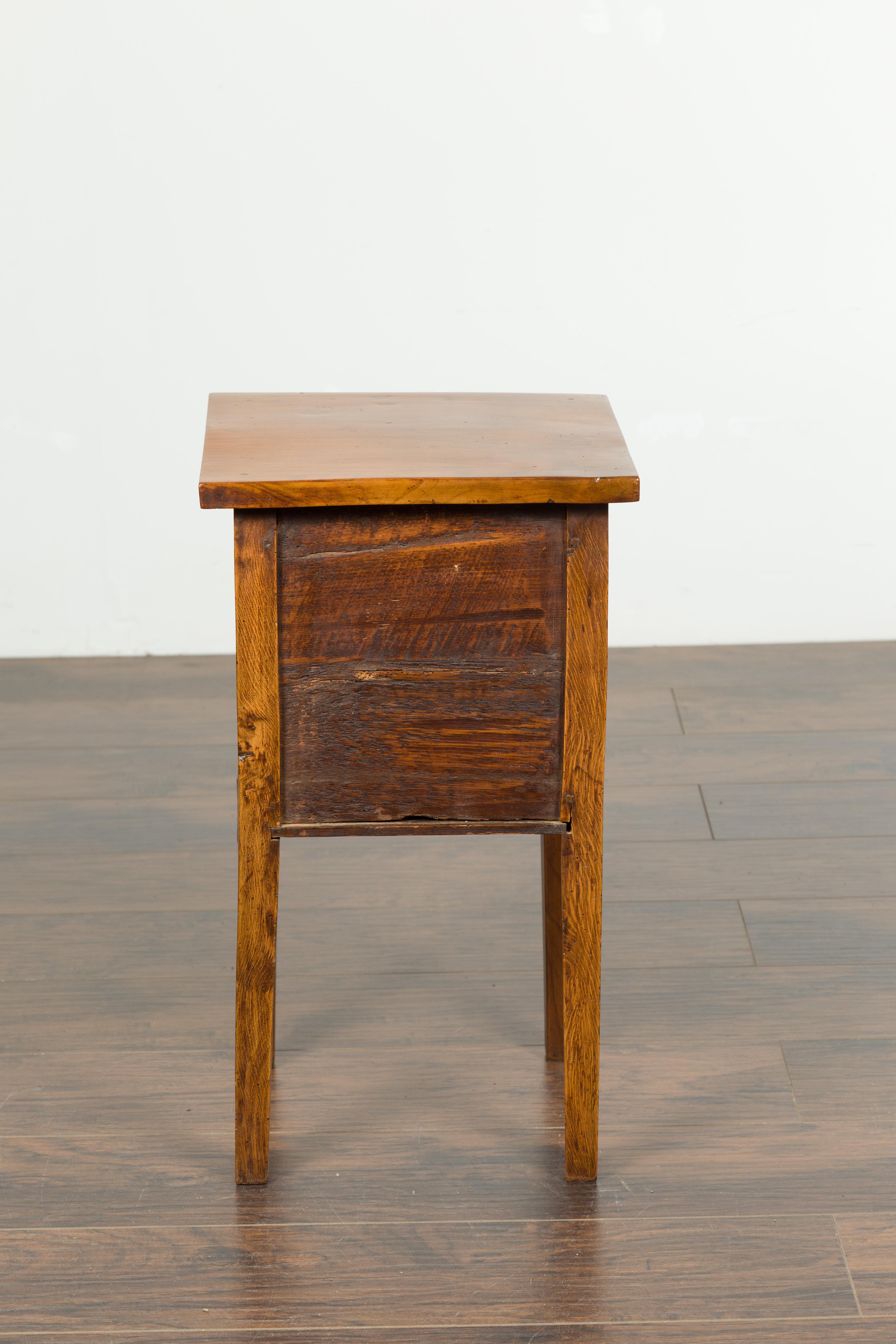 Petite French 1870s Walnut Side Table with Tambour Door and Tapering Legs For Sale 5