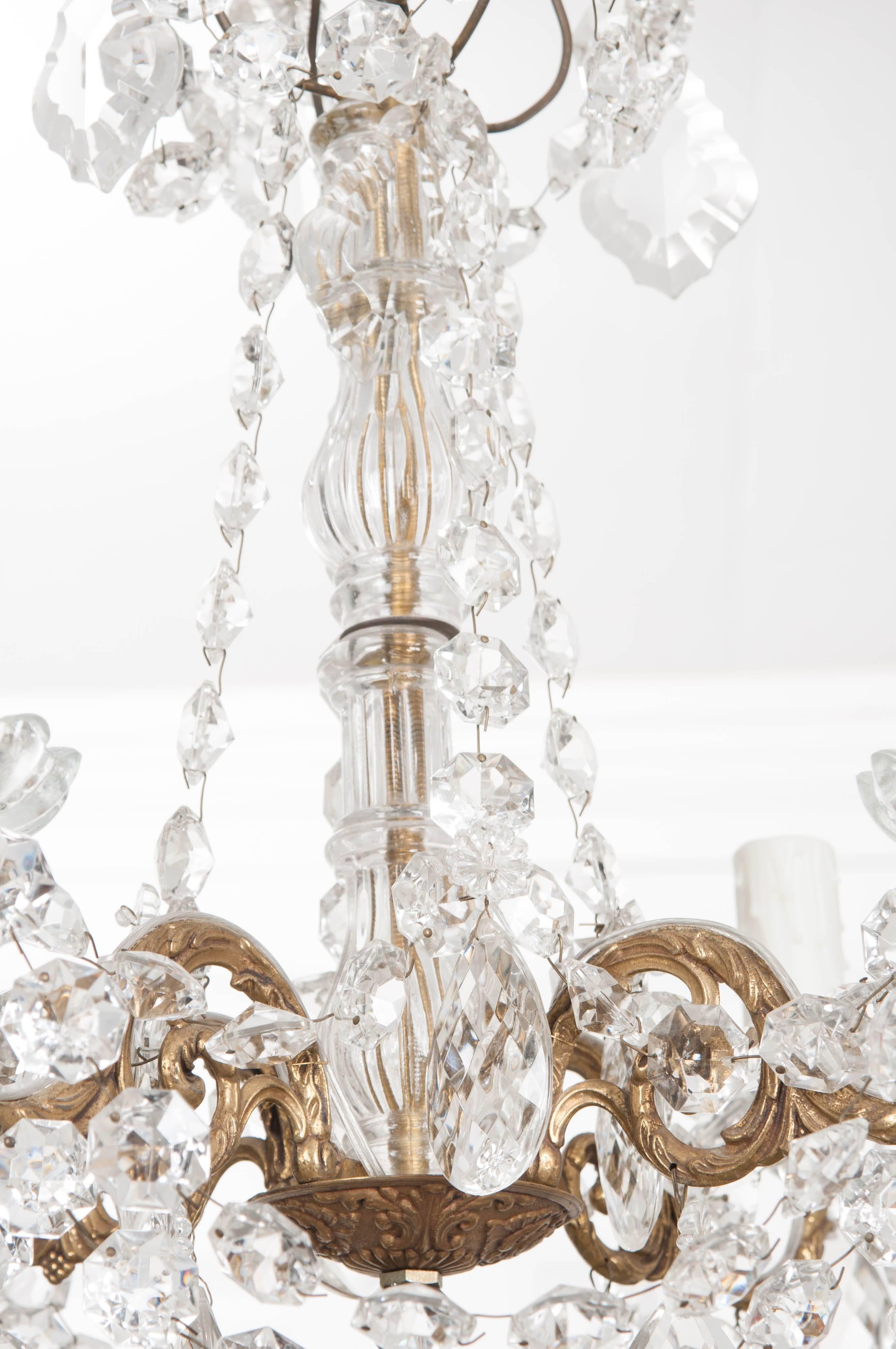 Petite French 19th Century Crystal and Brass Chandelier 3