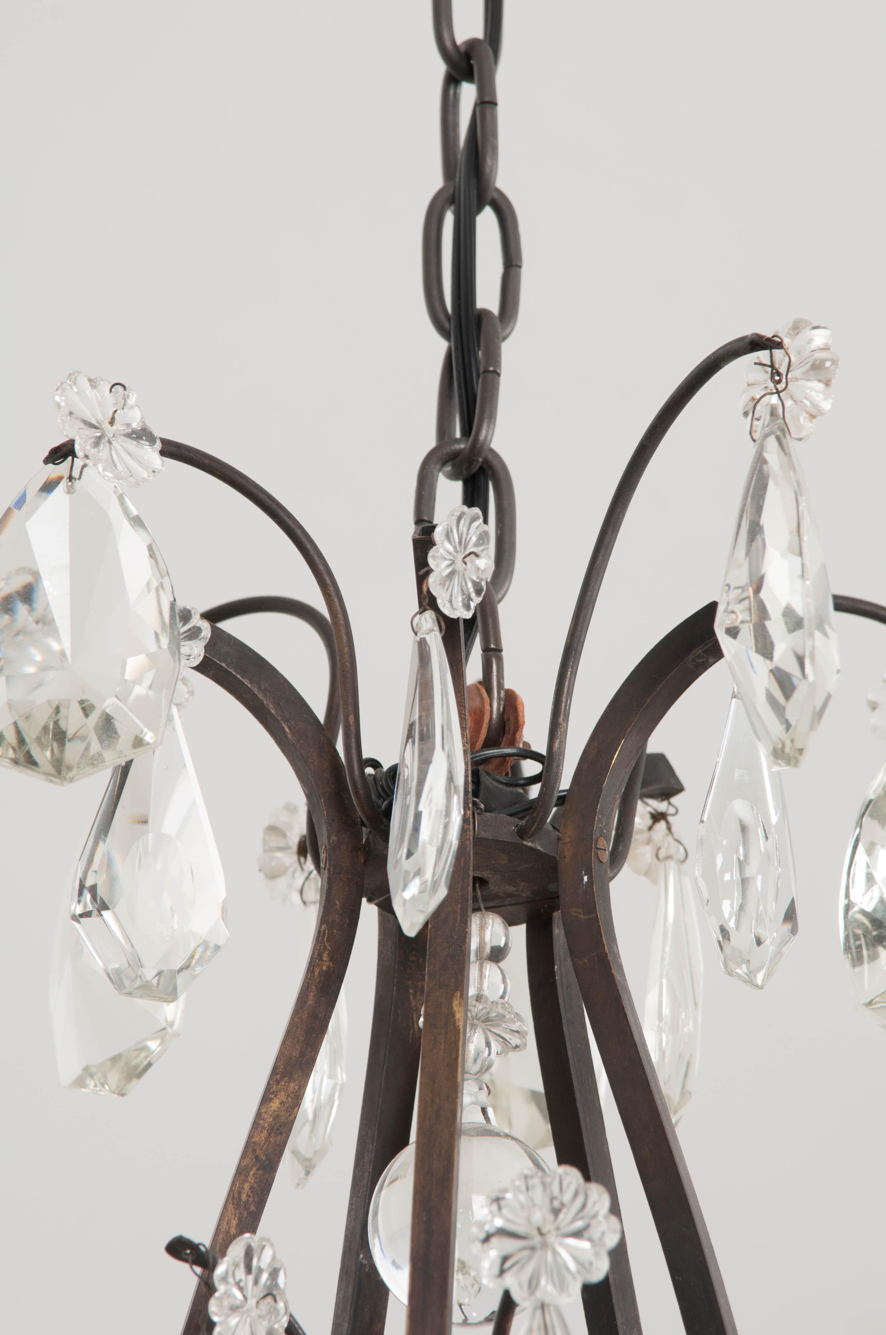 Petite French 19th Century Five-Light Crystal Chandelier 6