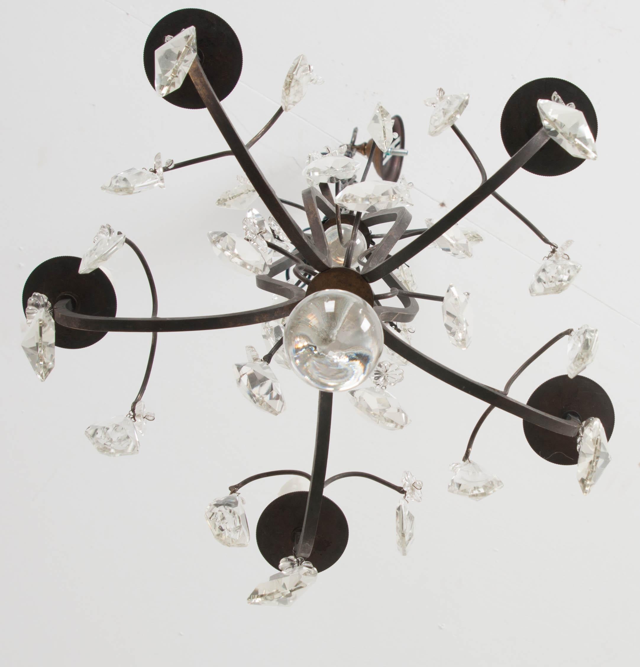 Petite French 19th Century Five-Light Crystal Chandelier 7