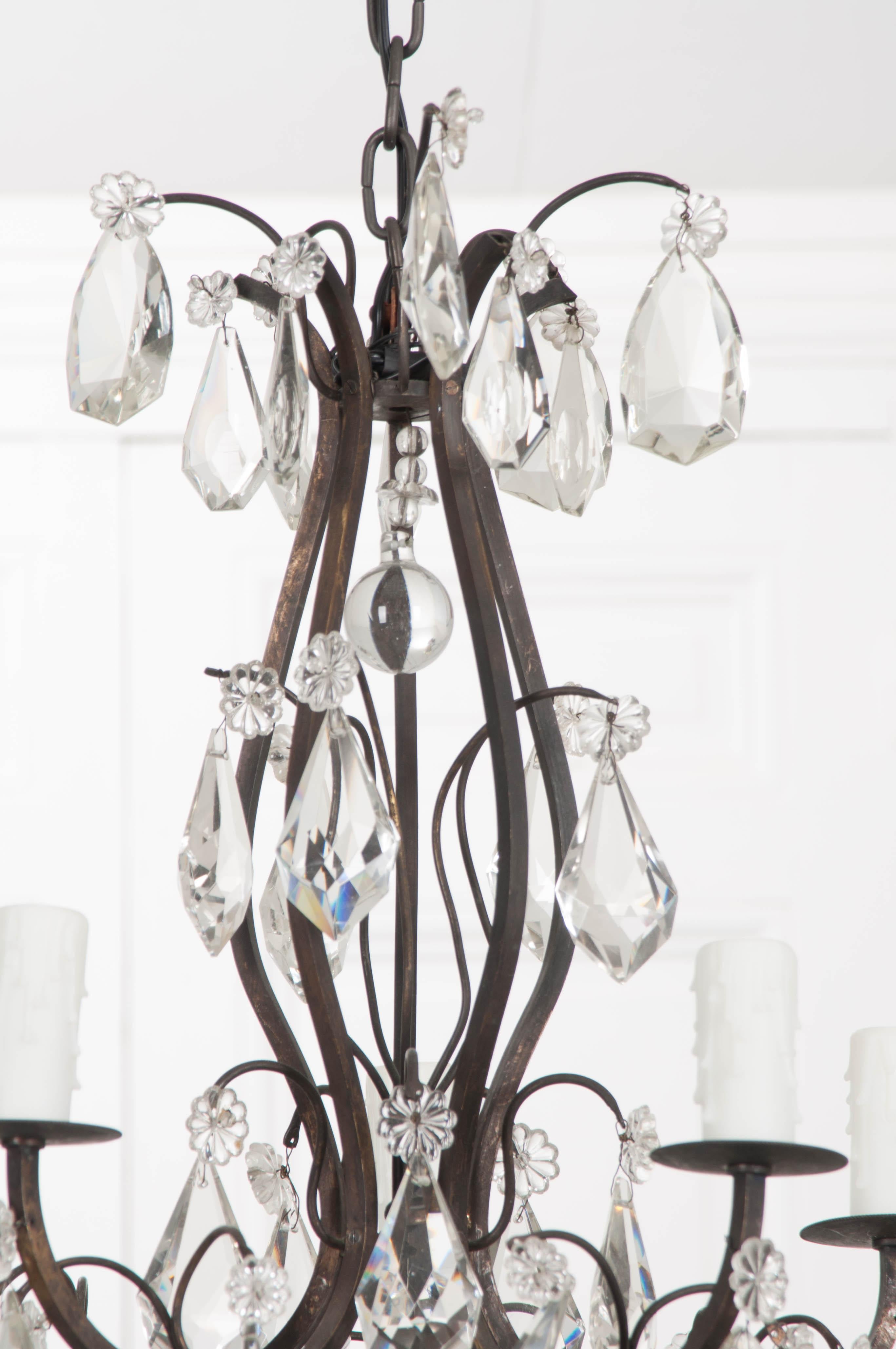 Petite French 19th Century Five-Light Crystal Chandelier 1