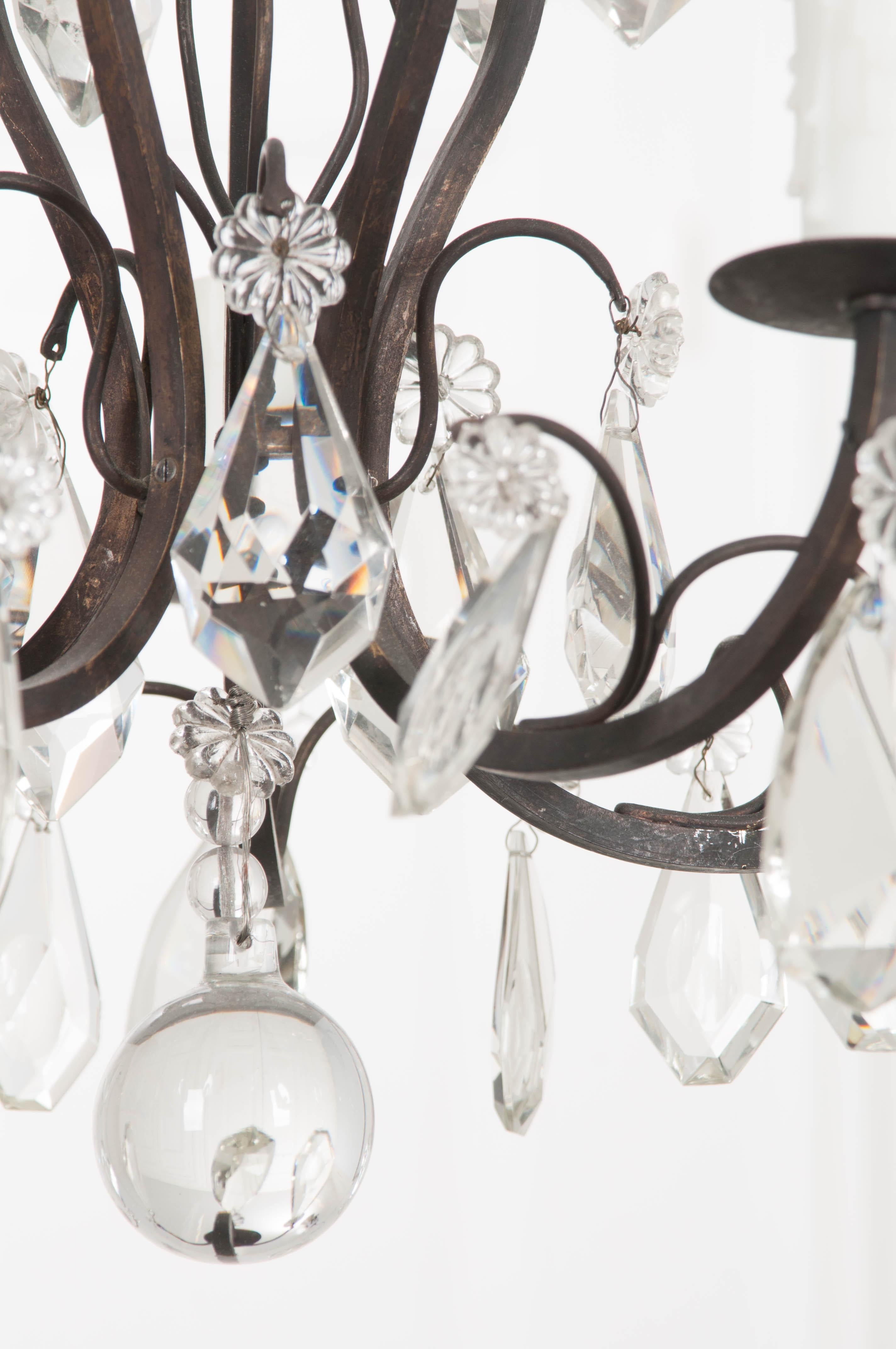 Petite French 19th Century Five-Light Crystal Chandelier 2