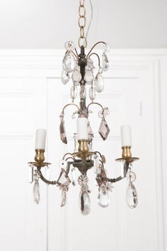 Petite French 19th Century Four-Light Crystal Chandelier