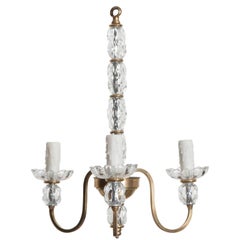 Antique Petite French 19th Century Glass and Brass Chandelier