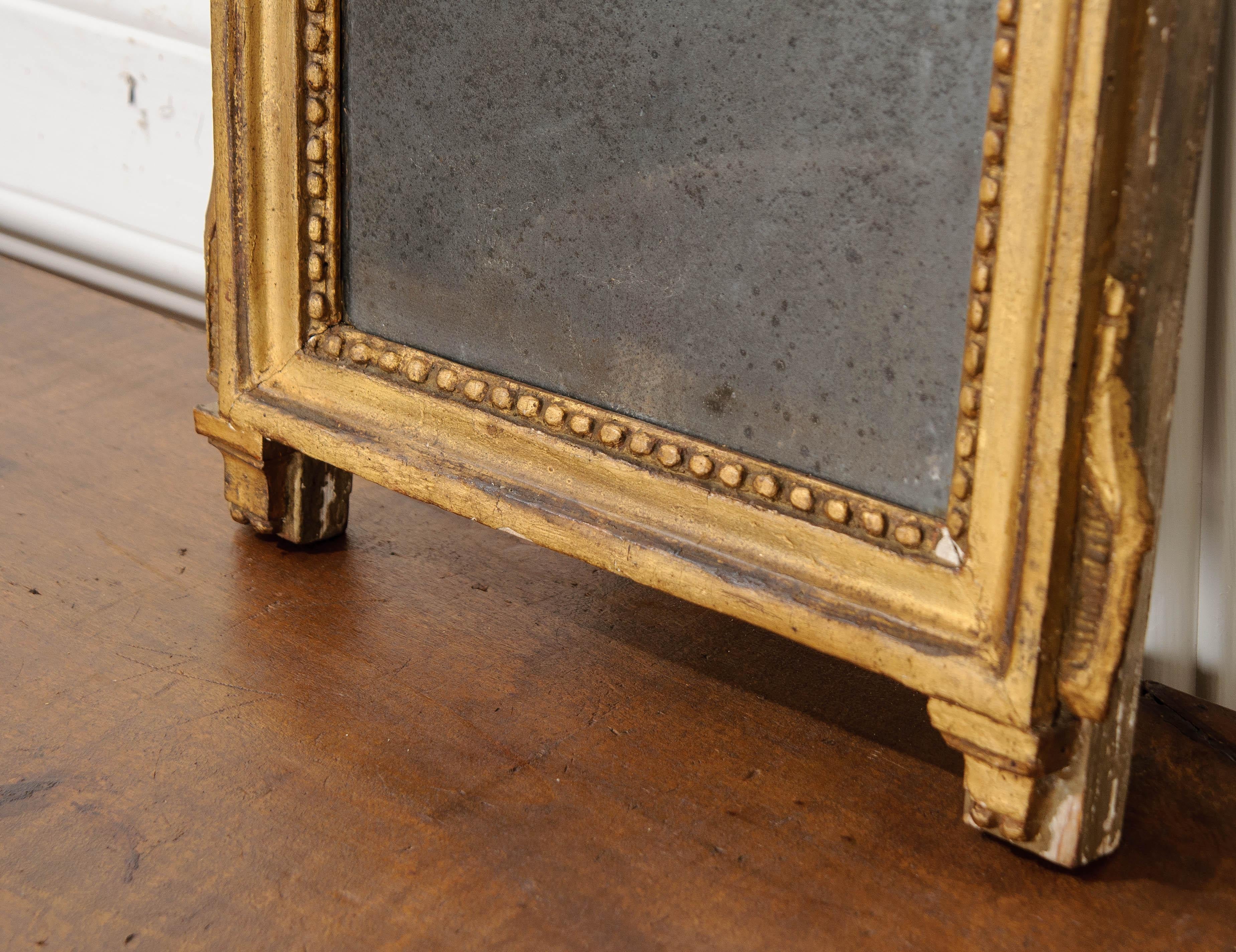 Petite French 19th Century Louis XVI Style Giltwood Mirror 2