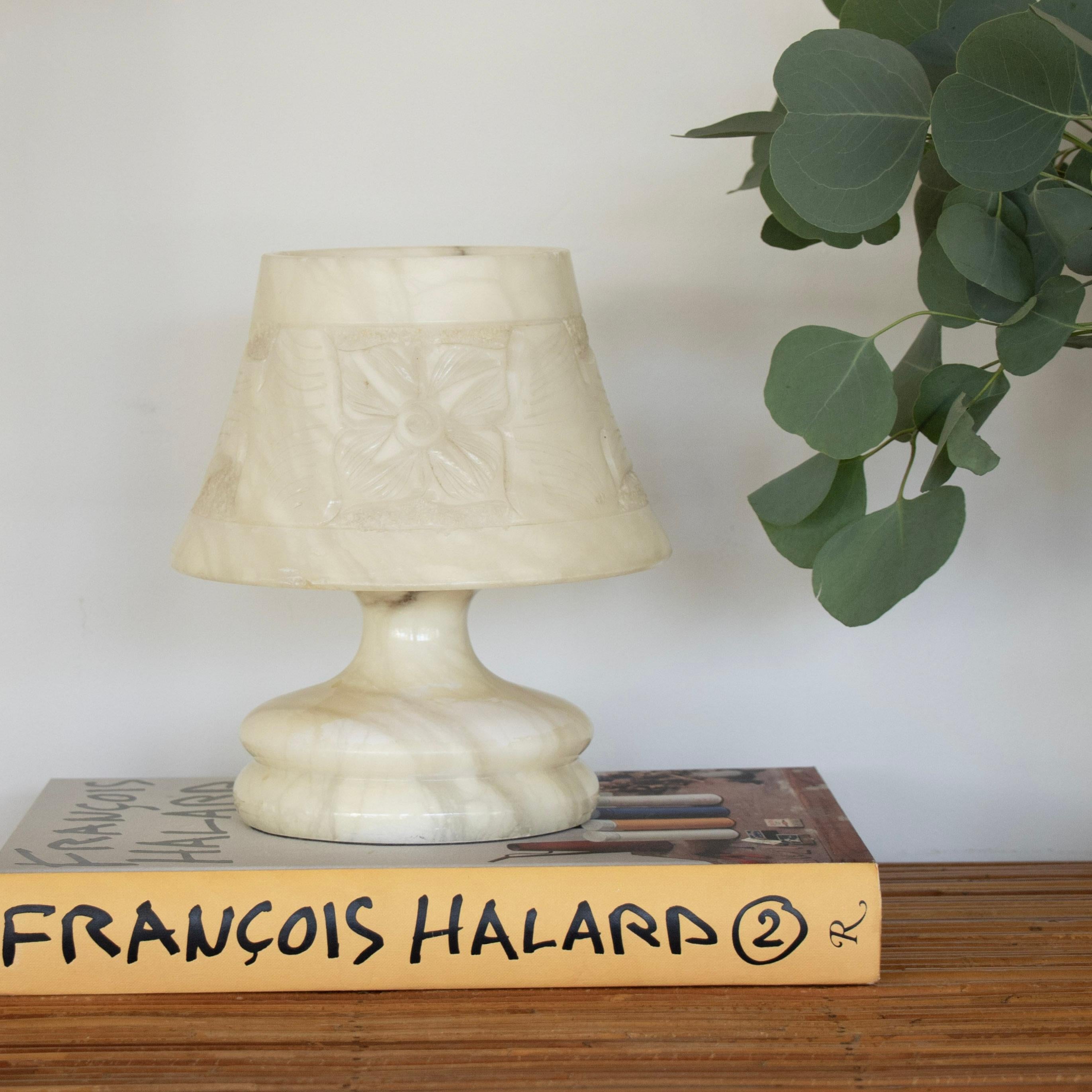 Petite French Alabaster Table Lamp 7