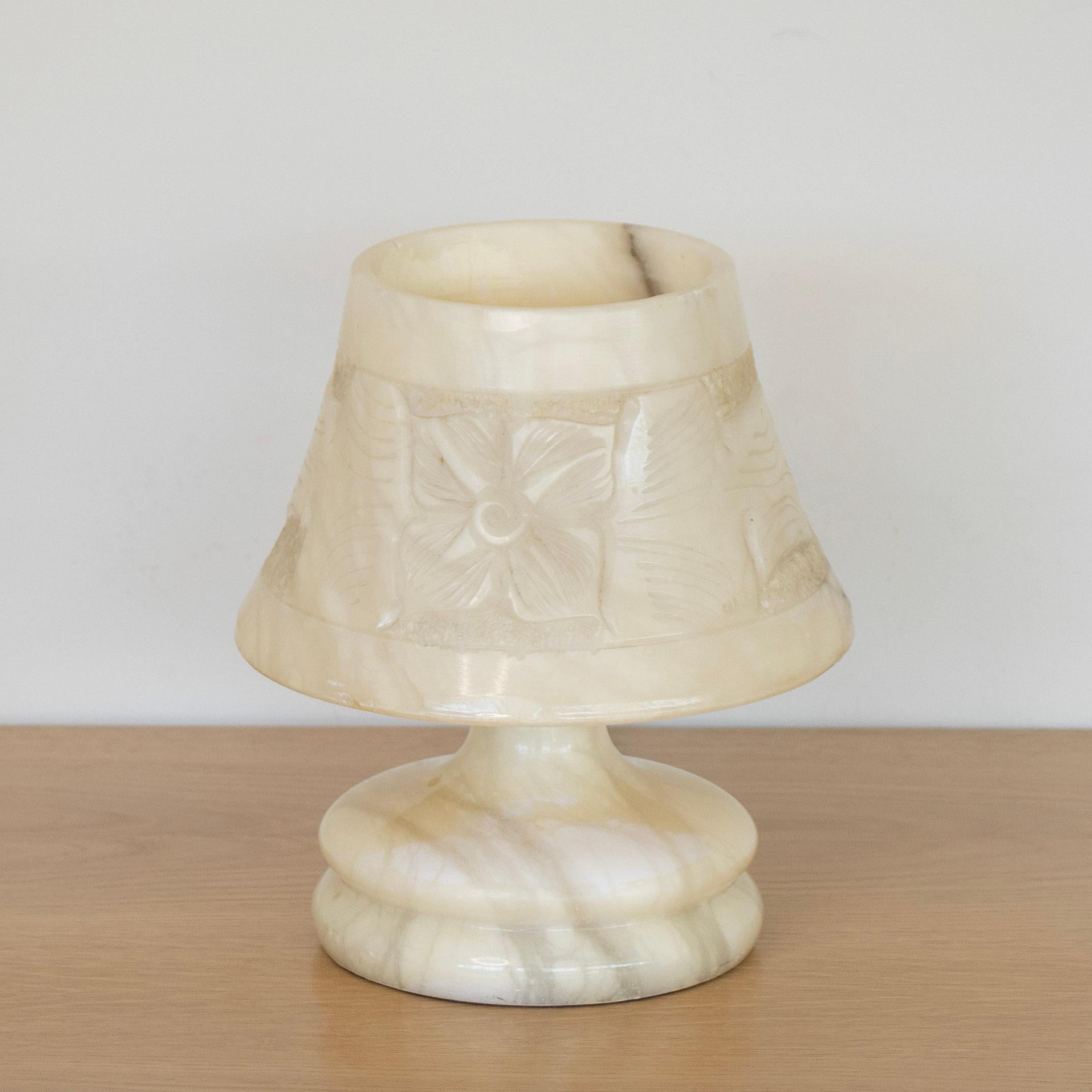 20th Century Petite French Alabaster Table Lamp