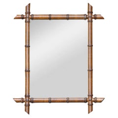 Petite French Antique Faux Bamboo Mirror mit warmer Patina, um 1900