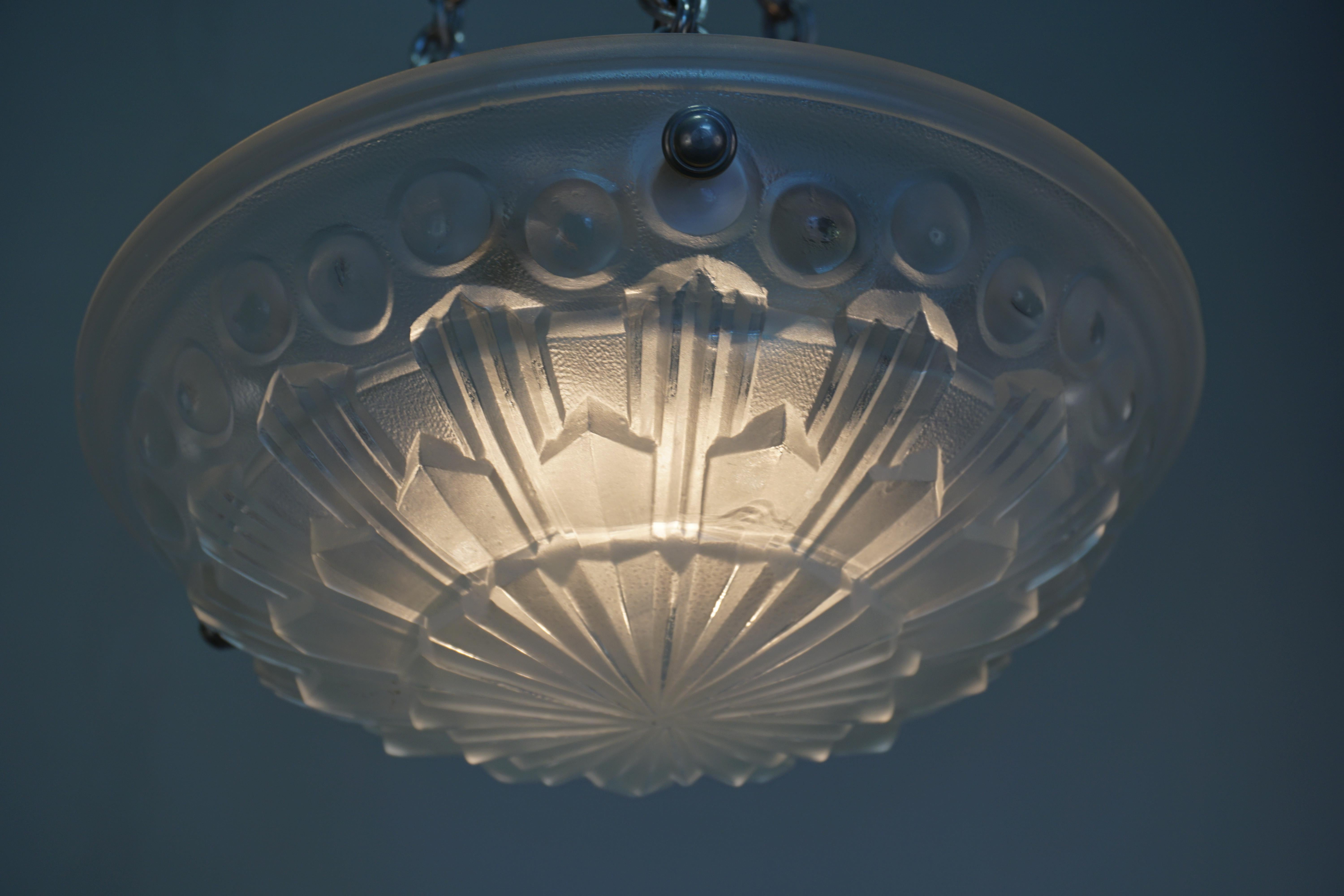 Petite French Art Deco Chandelier 1