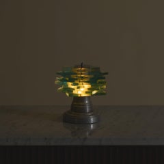 Piccola lampada da tavolo in vetro in stile Art Déco francese di Maison Desny, anni '30