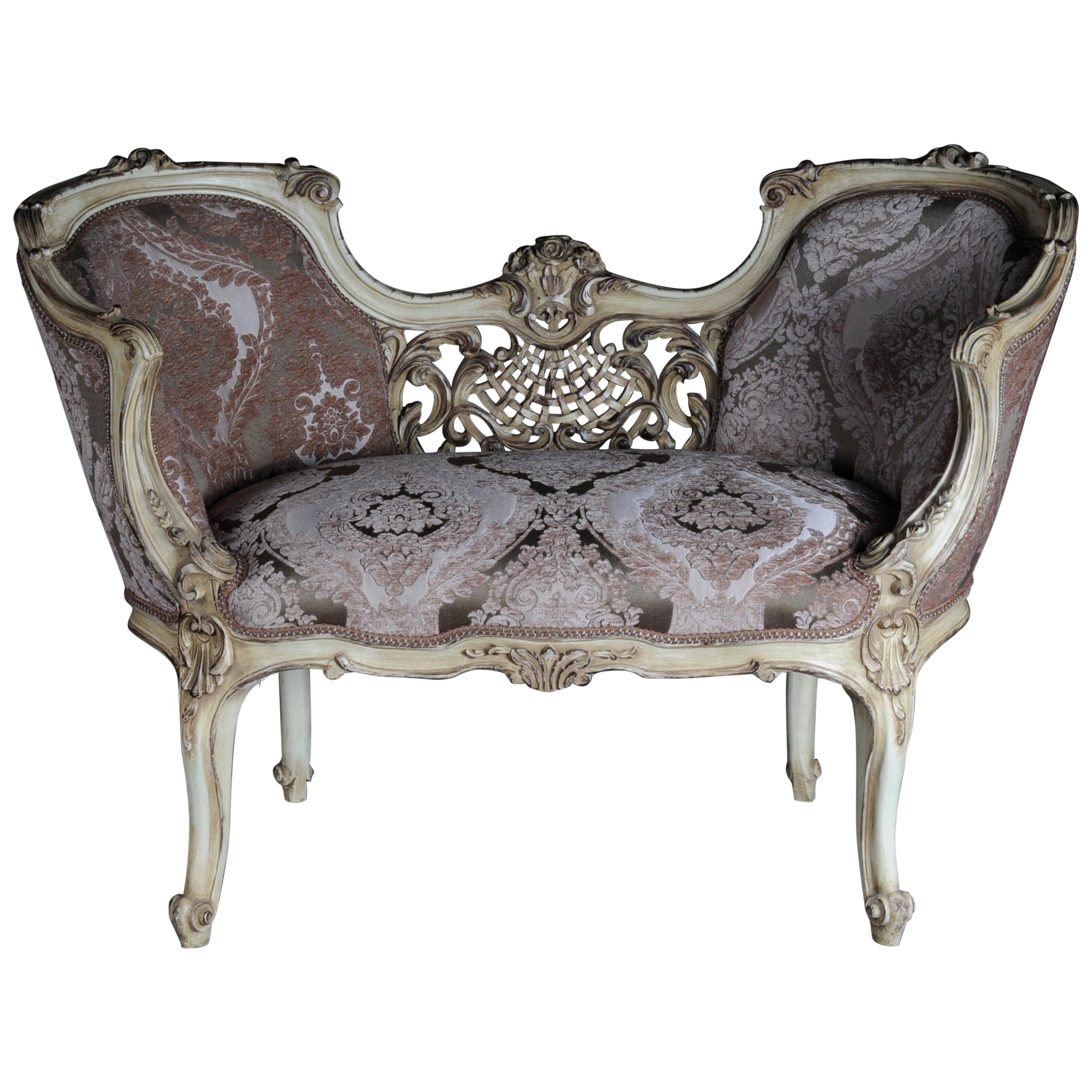 Petite French Bench, Sofa in Louis XV For Sale