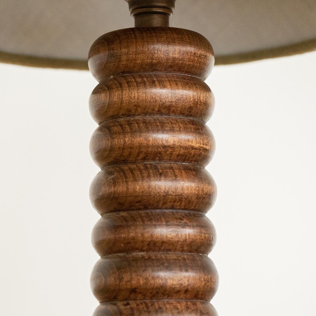 Petite French Bobbin Wood Lamp In Good Condition In Los Angeles, CA