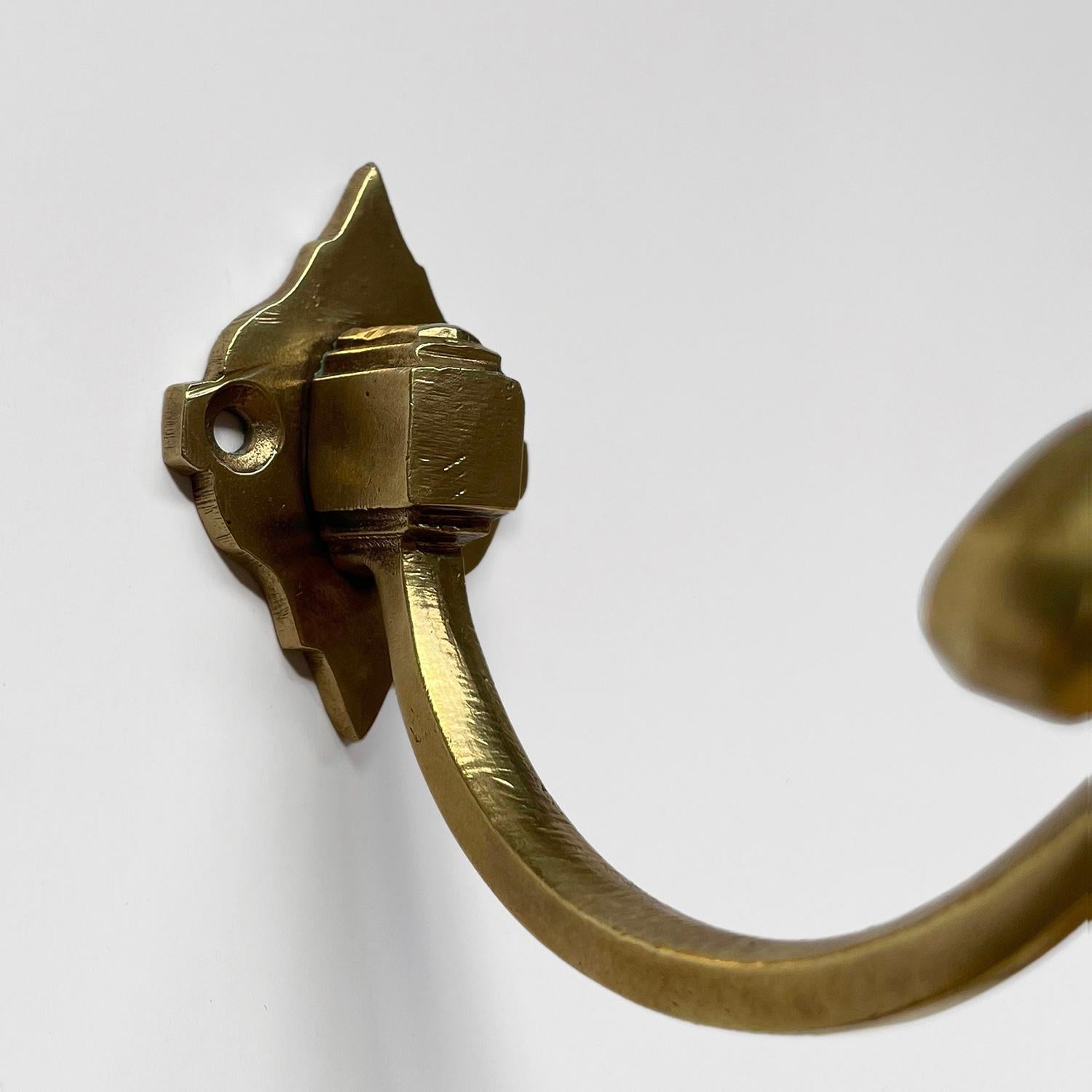 Petite French Brass Single Wall Hook In Good Condition For Sale In Los Angeles, CA