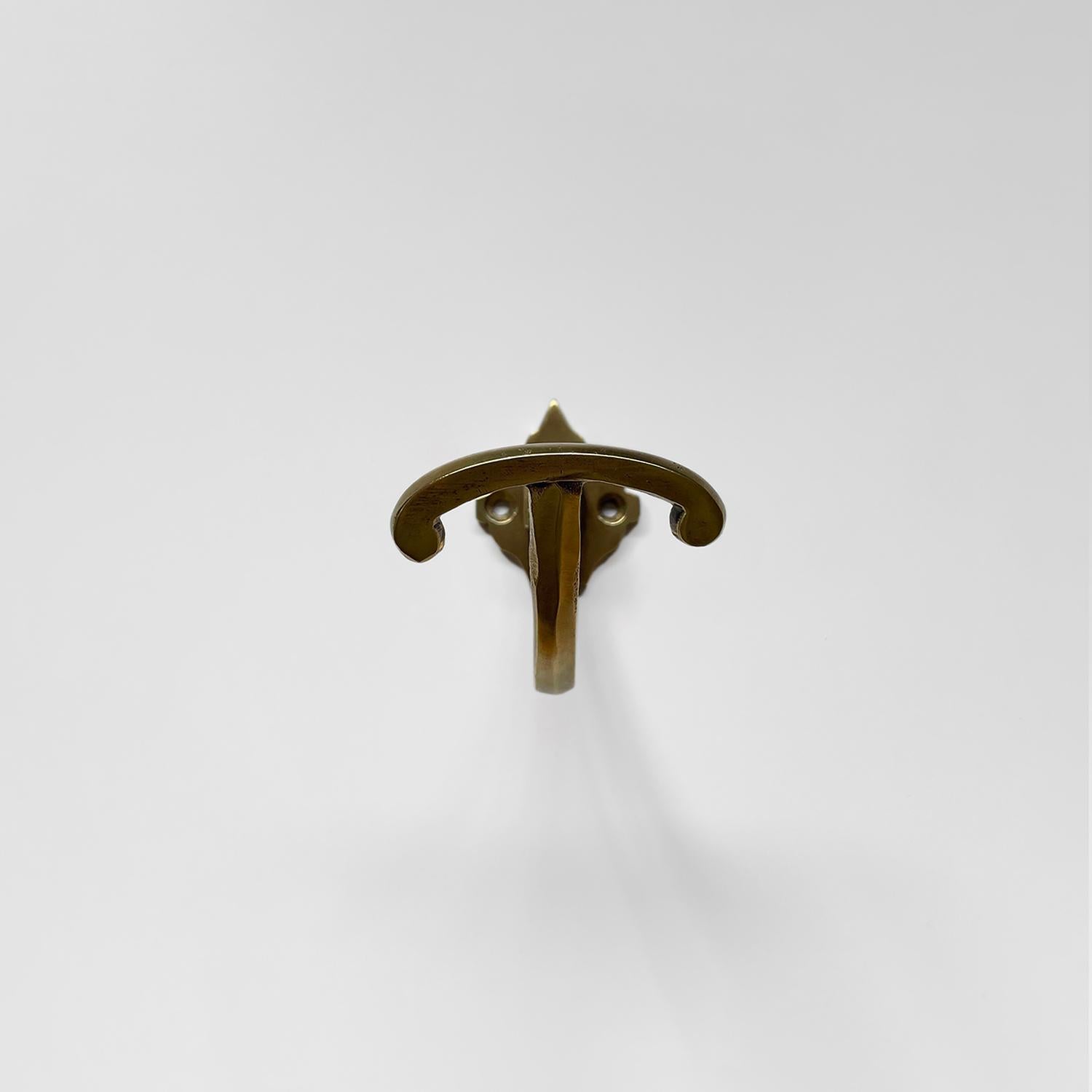 Petite French Brass Single Wall Hook For Sale 2