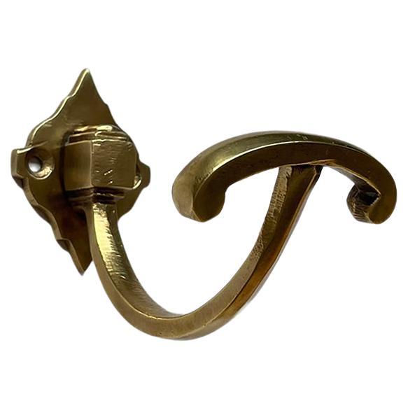 Petite French Brass Single Wall Hook For Sale