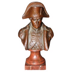 Petite French Bronze Bust of Napoleon on Rouge Marble