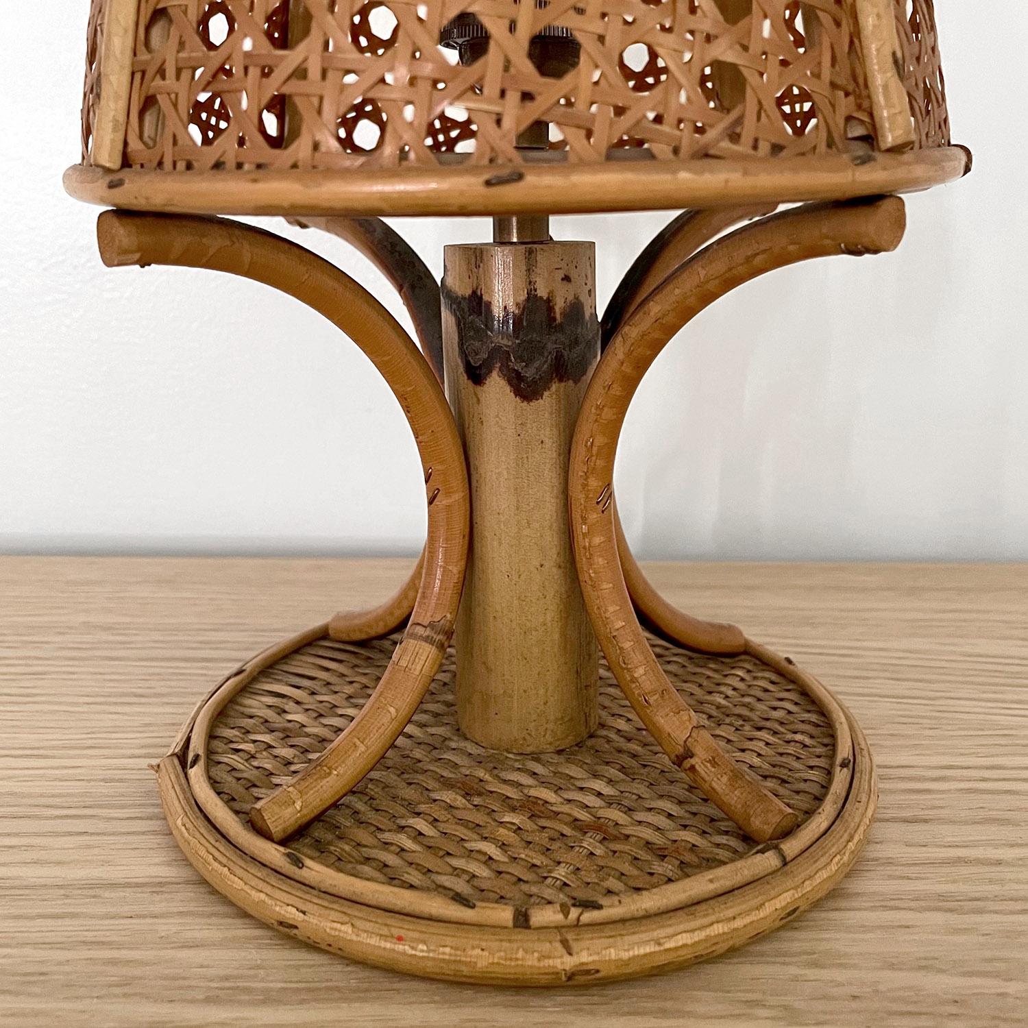 Petite French Cane Table Lamp For Sale 3
