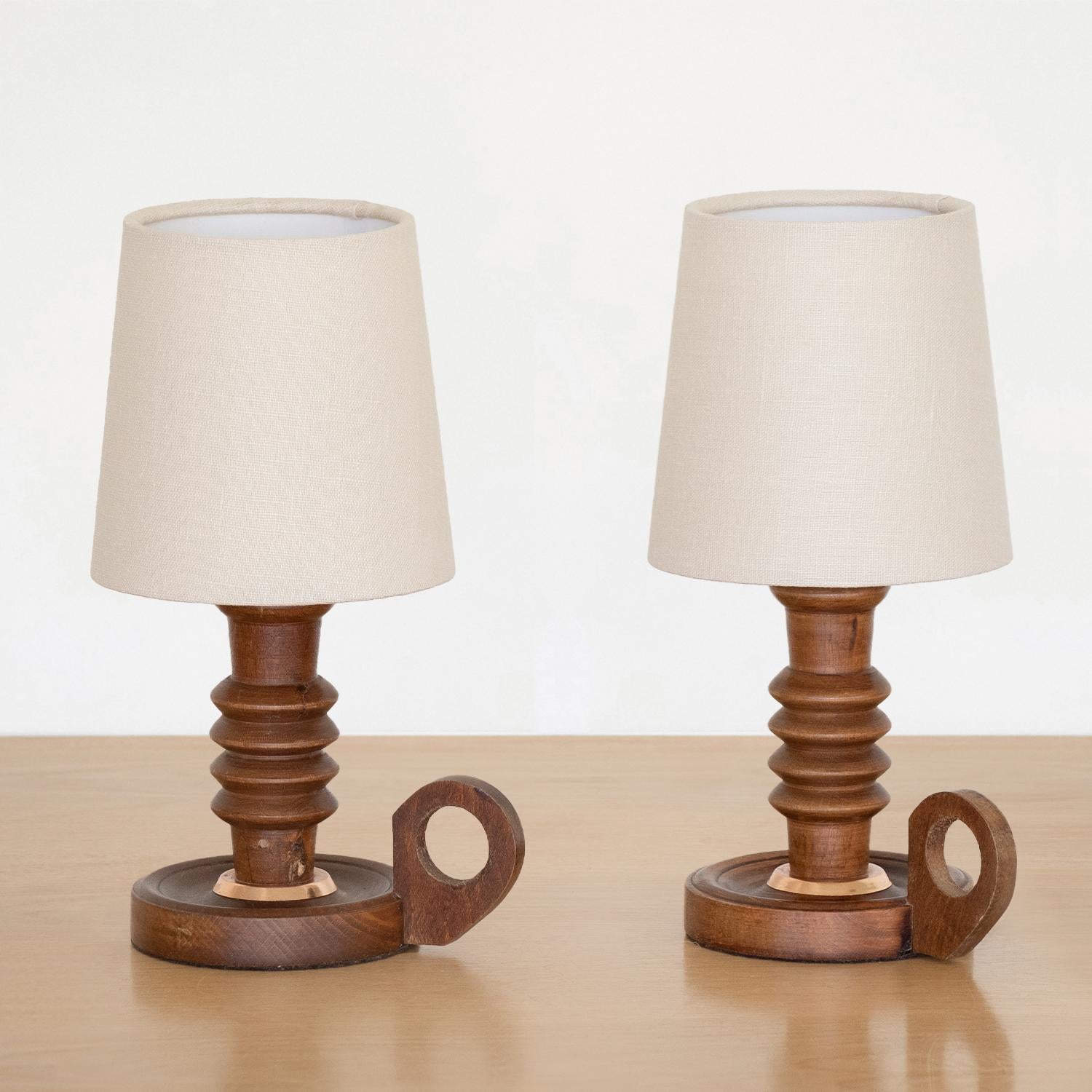 small wooden lamps