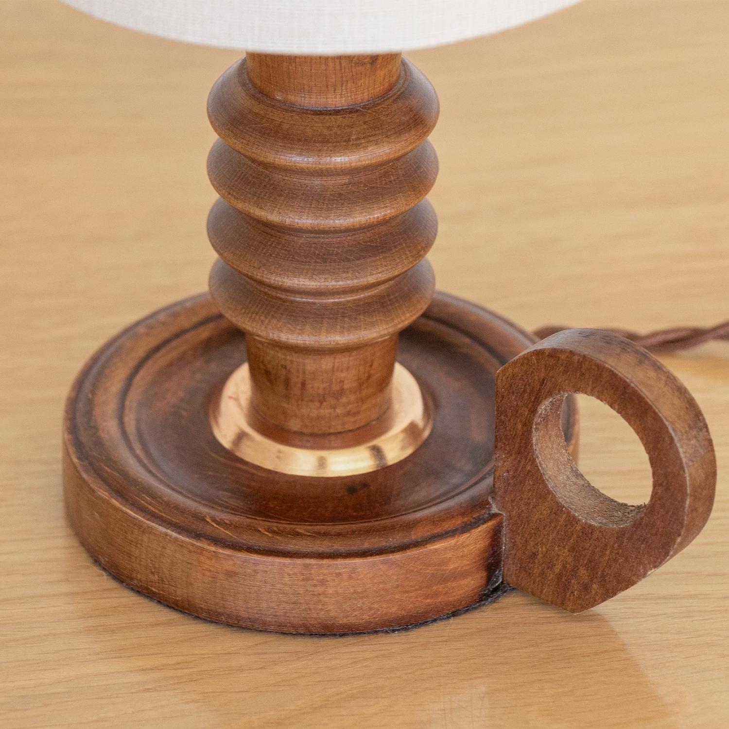 20th Century Petite French Carved Wood Lamp