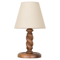 Petite French Carved Wood Lamp
