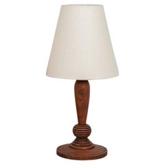 Petite French Carved Wood Table Lamp