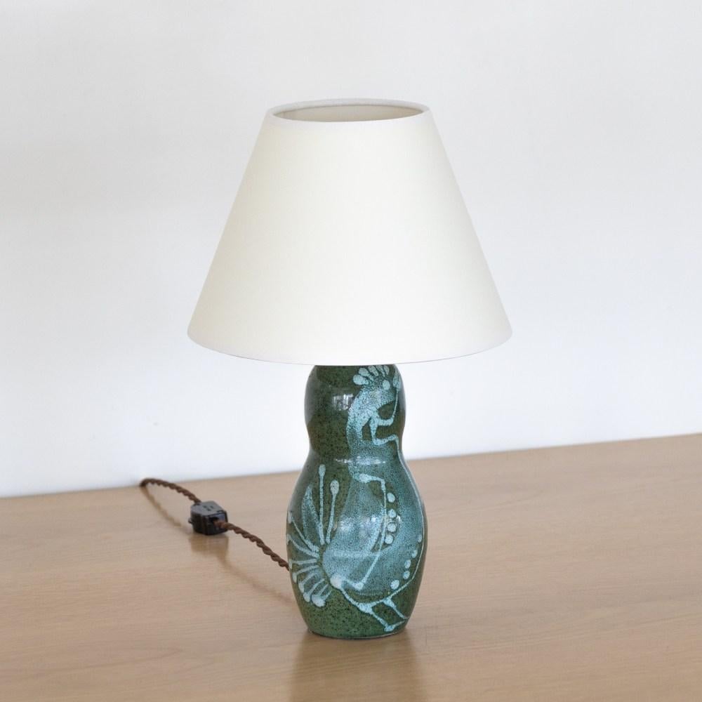 20th Century Petite French Ceramic Painted Lamp For Sale