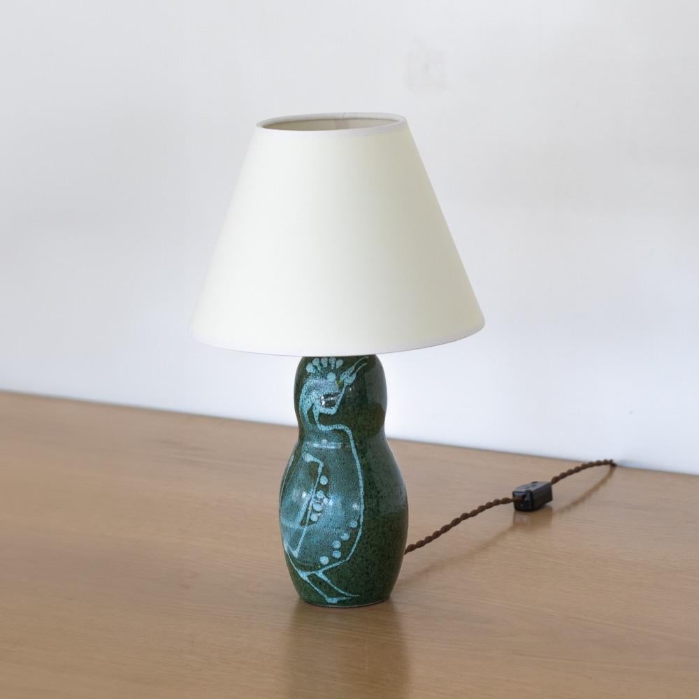 Petite French Ceramic Painted Lamp For Sale 1