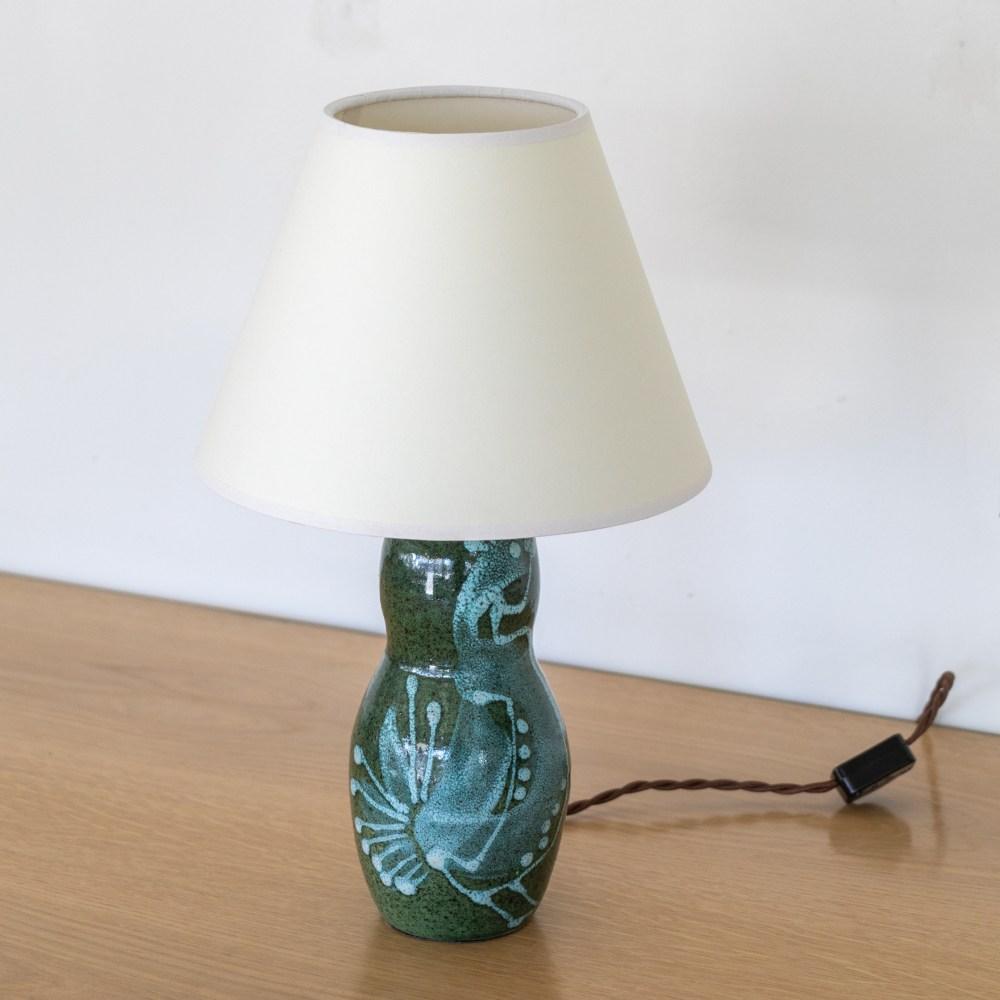 Petite French Ceramic Painted Lamp For Sale 5